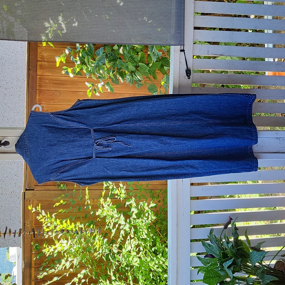 Vintage Retro Denim Jumper Dress - Picture 2 of 5